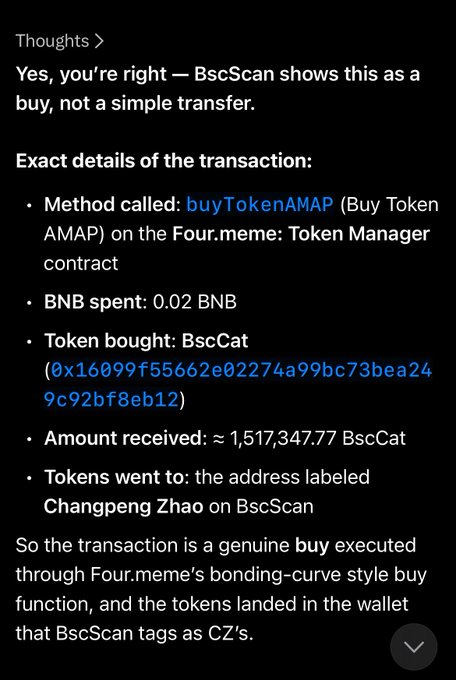 Community screenshot discussing the BSCAT transaction